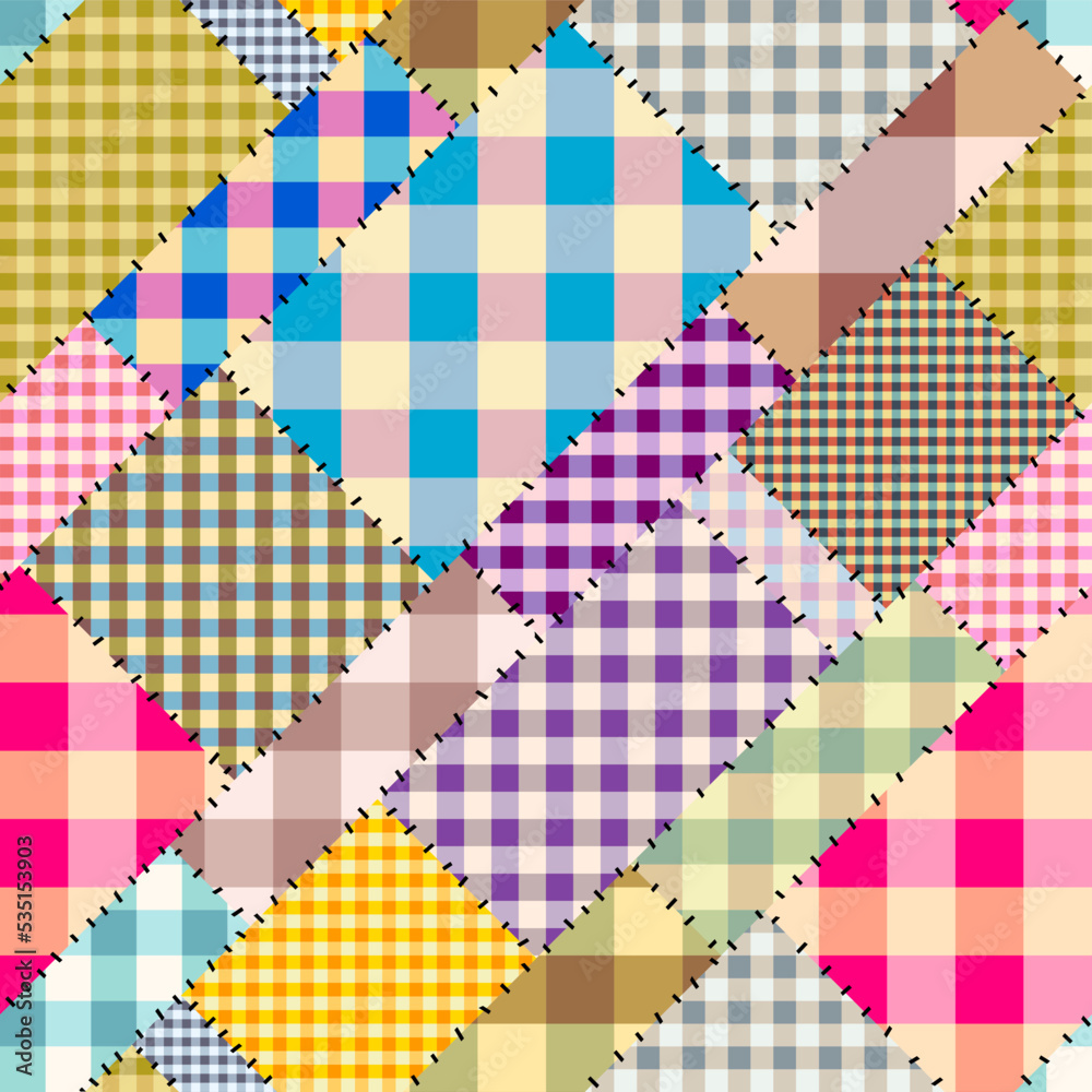 Poster Geometric abstract pattern. Intersection patchwork plaid style