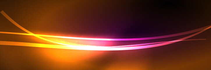 Neon glowing fluid wave lines, magic energy space light concept, abstract background wallpaper design