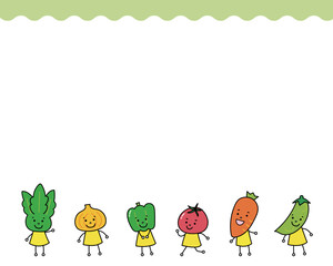 野菜達のフレームイラスト（食育）