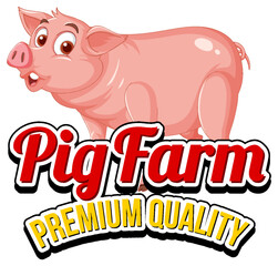 Pig cartoon character logo for pork products