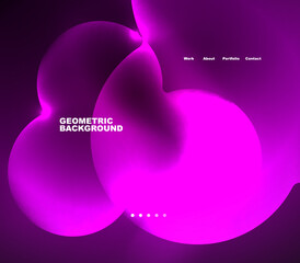 Neon glowing bubbles, circles magic energy space light concept, abstract background wallpaper design