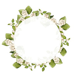 Round wreath of branches with white berries 3 - 535155189