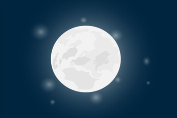 Vector illustration of a beautiful full moon near and around the stars.