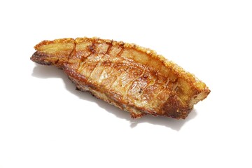 Grilled pork belly on a white background
