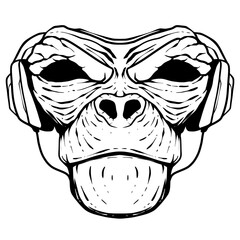 skull illustration monkey art line vector