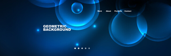 Neon glowing bubbles, circles magic energy space light concept, abstract background wallpaper design