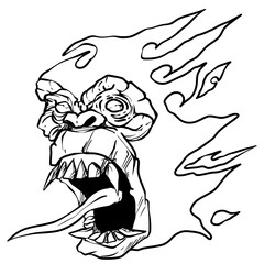 Monkey art line vector tattoo