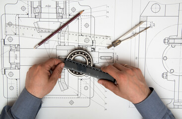 Technical drawing in machines production