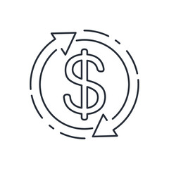 Financial remake. Vector linear icon isolated on white background.