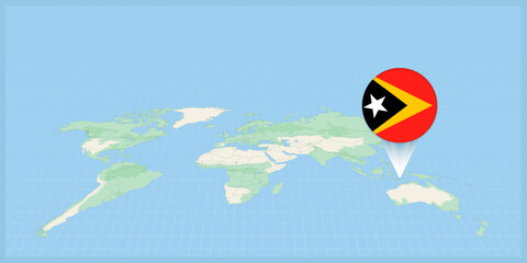Location of East Timor on the world map, marked with East Timor flag pin.
