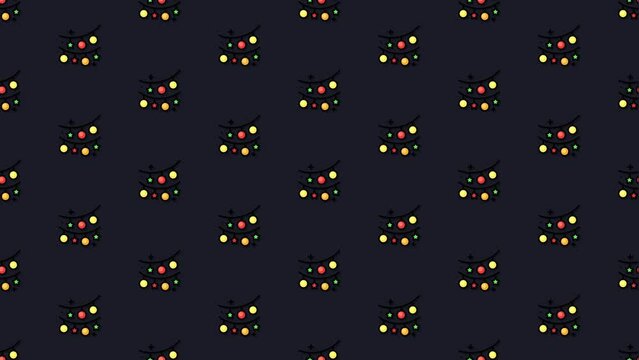 Christmas Lights Dark Blue Animated Loop Background 4K