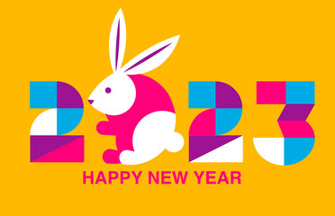 2023 New Year banner, celebration, year of rabbit