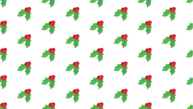 Christmas Mistletoe White Animated Loop Background 4K