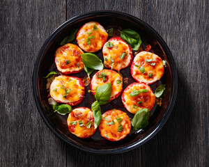 Baked Tomatoes with Mozzarella, Cheddar, Parmesan