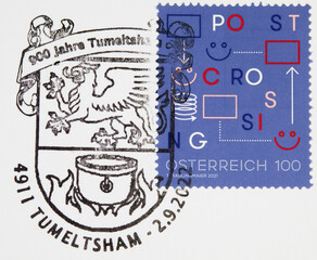briefmarke stamp used gestempelt used frankiert cancel papier paper post lila purple postcrossing...