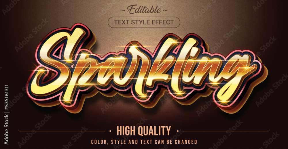 Aufkleber Editable text style effect - Golden Sparkling text style theme.