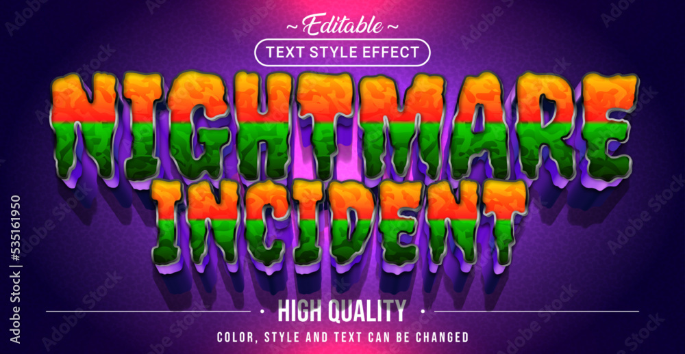 Poster editable text style effect - nightmare incident text style theme.