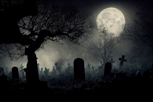 scary graveyard drawings