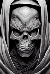 Grim reaper, abstract portrait.Digital art