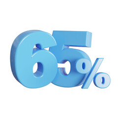3d render 65 percent off discount sale promotion label
