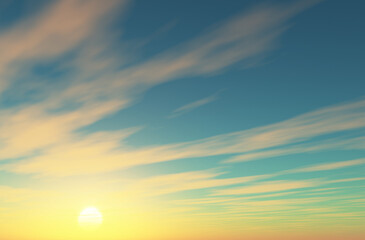 3D abstract sunset sky background