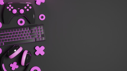 3d render gamer gears on black background