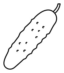 Cucumber. Vegetable sketch. Thin simple outline icon. Black contour line doodle hand drawn illustration