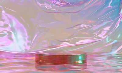 Holographic podium display for product presentation. 3d illustration