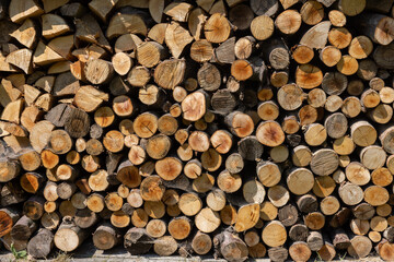  stack of firewood prepared for winter