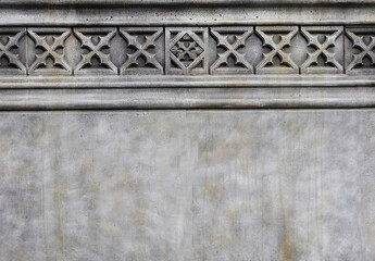Retro background with ancient carved stone ornament. Vertical or horizontal banner with geometric stone bas-relief