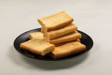 toast, rusk toast, backed bun isolated on white foe pack design
