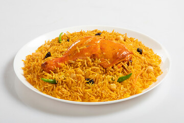 Arabian platter kabab rice isolated on white