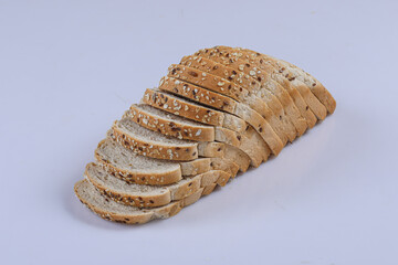 Slice of bread isolated on white background