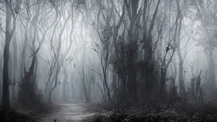 High mystical forest, the road to an unexpected adventure.
