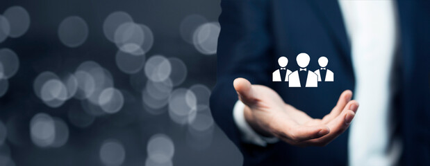 People icons on virtual screen.