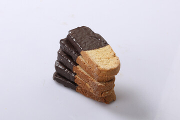 cake slice and dry cake isolated on white background