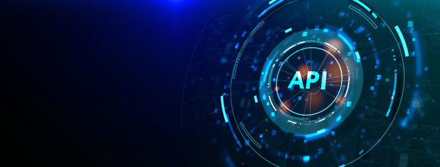 API - Application Programming Interface. Software development tool. Business, modern technology, internet and networking concept. 3d illustration