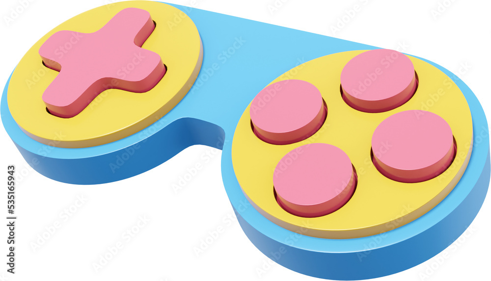 Poster minimalistic console game controller. png colorful icon on transparent background. 3d rendering.