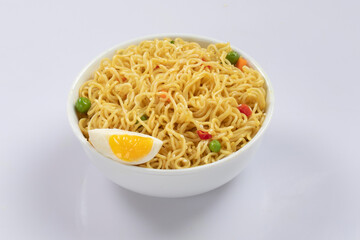 instant noodles, vegetable noodles, chicken noodles, Asian isolated on white 