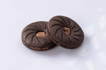 Butter cookies, chocolate cookies, cream cookies, isolated on white for packaging design.