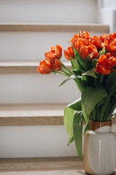 Orange Flowers In Vase