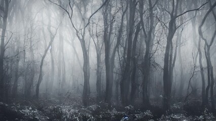 Obraz premium High mystical forest, the road to an unexpected adventure.