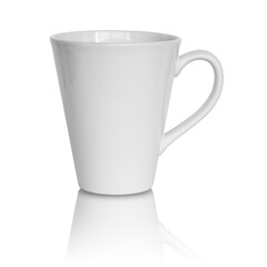 empty white cup isolated with reflect floor for mockup