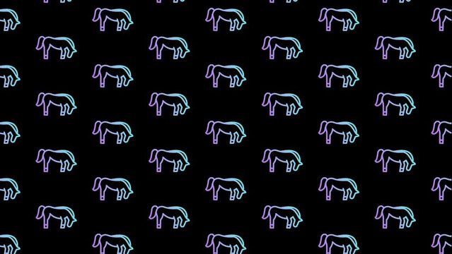 Horse Black Animated Loop Background 4K