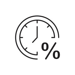 Clock and percentage icon design. isolated on white background. vector illustration