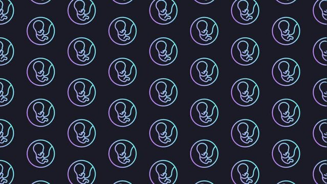 Human Fetus Dark Blue Animated Loop Background 4K