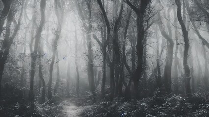 Fototapeta na wymiar High mystical forest, the road to an unexpected adventure.