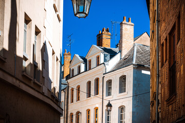 Street view of downtown in Orleans, France.