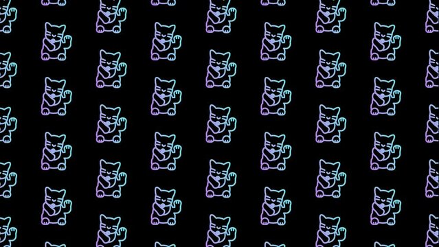 Maneki Cat Black Animated Loop Background 4K