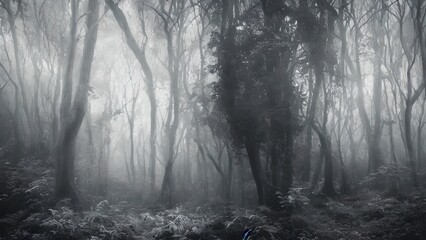 Obraz premium High mystical forest, the road to an unexpected adventure.